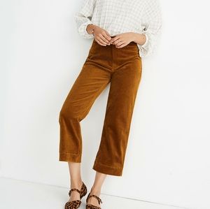 NWOT Madewell Emmett Slim corduroy Wide-leg Crop Pants
